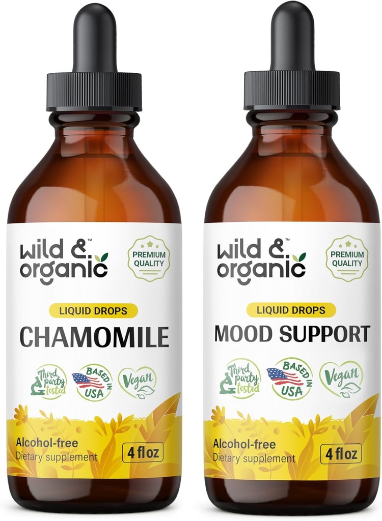 Wild & Organic Chamomile Tincture 4 fl oz & Mood Support Tincture 4 fl oz
