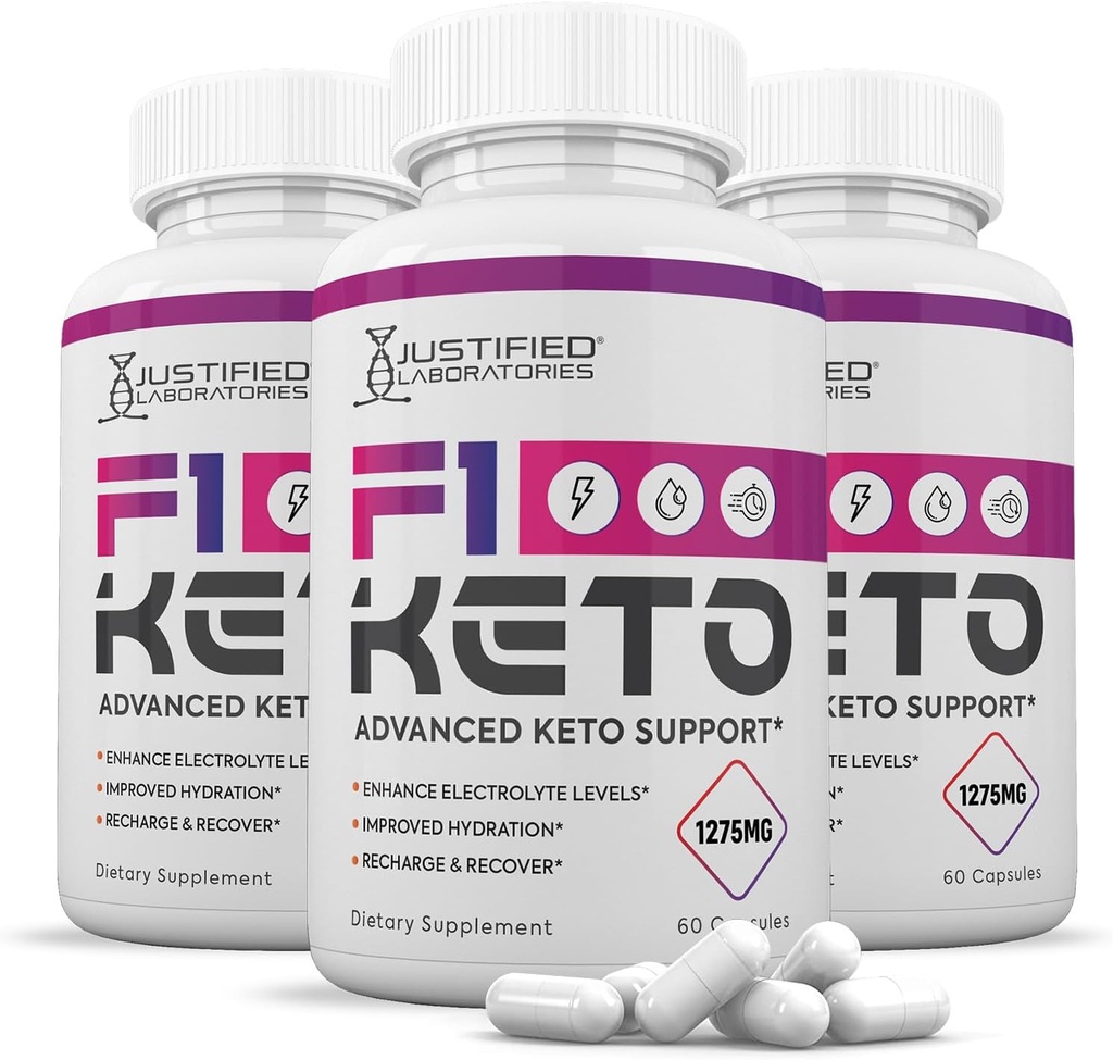 (3 Pack) F1 Keto Pills 1275MG New & Improved Formula Contains Apple Cider Vinegar Extra Virgin Olive Oil Powder Green Tea Leaf 180 Capsules