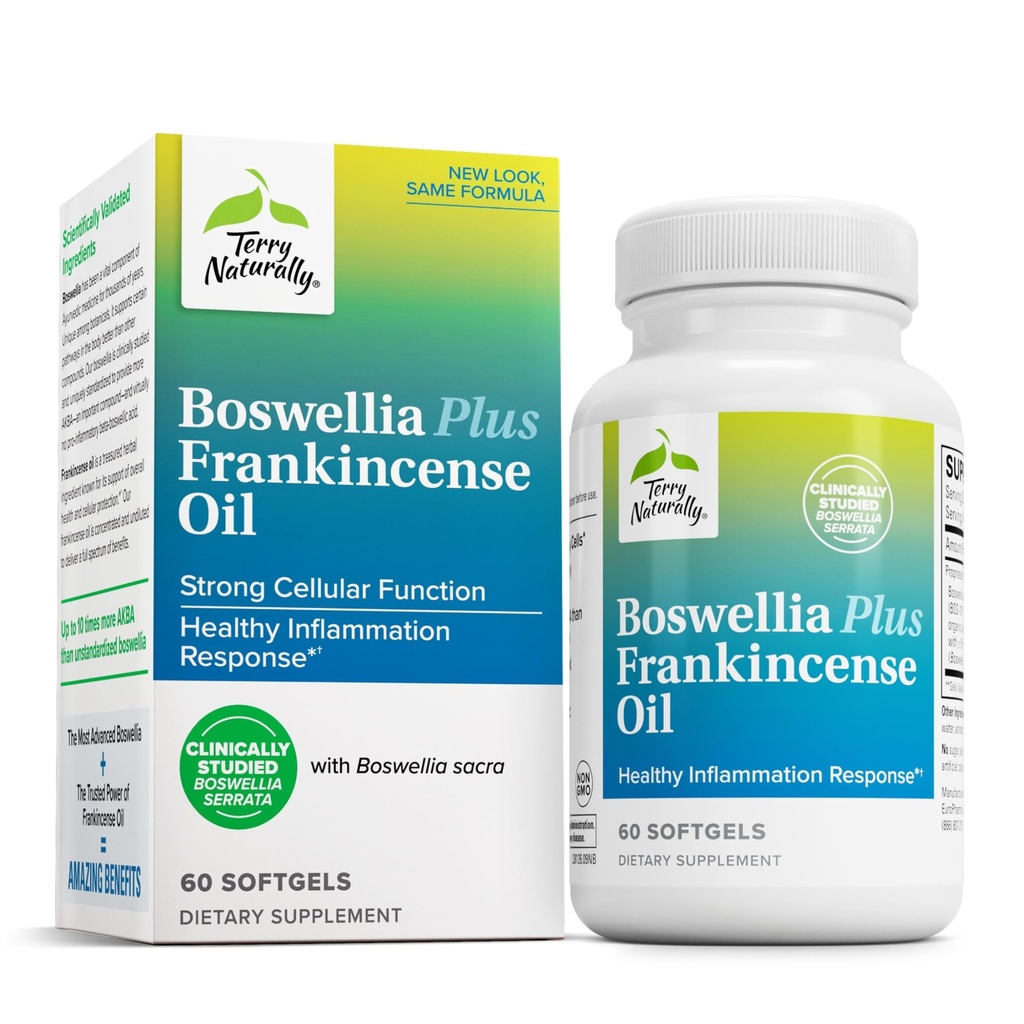 Terry Naturally Boswellia Plus Frankincense Oil - モビリティと共同の快適さをサポートする共同サポートサプリメント - BoswelliaとFrankincense Oilでセルラーヘルスをサポート - 60 Softgels