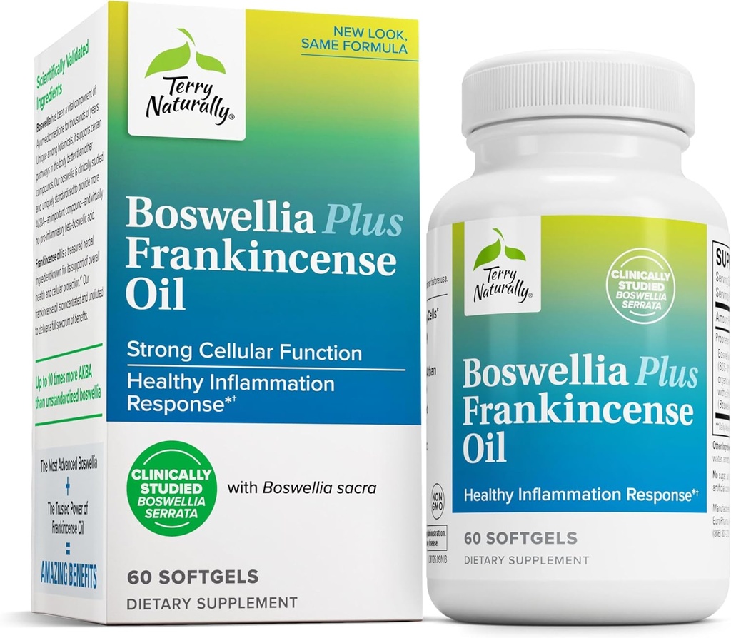 Terry Naturally Boswellia Plus Frankincense Oil - モビリティと共同の快適さをサポートする共同サポートサプリメント - BoswelliaとFrankincense Oilでセルラーヘルスをサポート - 60 Softgels
