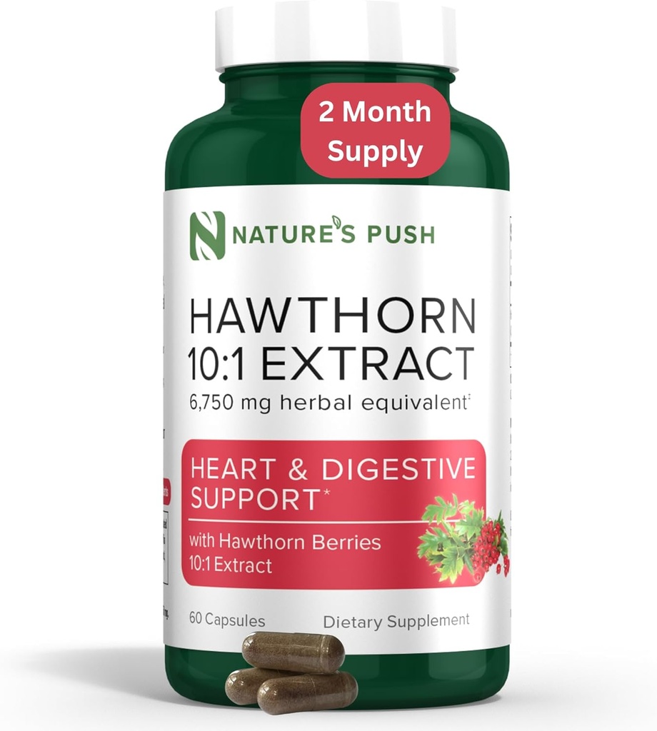 Super Potent Hawthorn Berry 10:1 Extract Capsules for Digestion Heart Health and Glycemic support - Extra Strength Hawthorn Berry Capsules - Non-GMO Gluten Free Vegan GMP USA 2 month supply