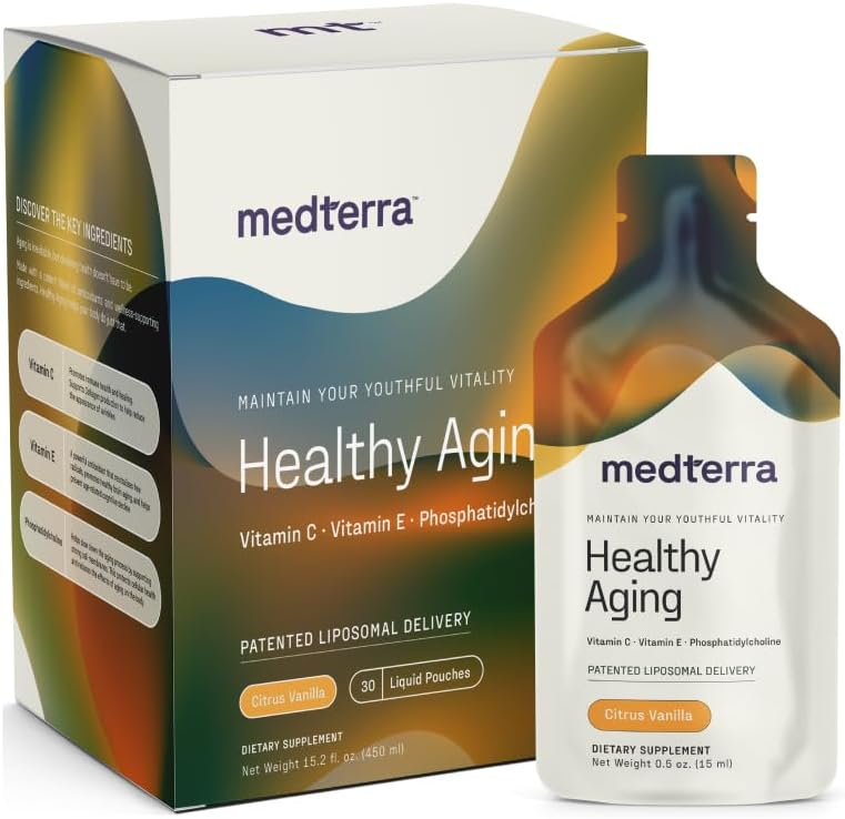 Medterra 3700mgのリポソームビタミンC | 3X高吸収性臨床的に証明される | 免疫、エネルギーおよび皮サポート | ビーガン、天然成分 | シトラスバニラ風味、液体ポーチ、30サービング