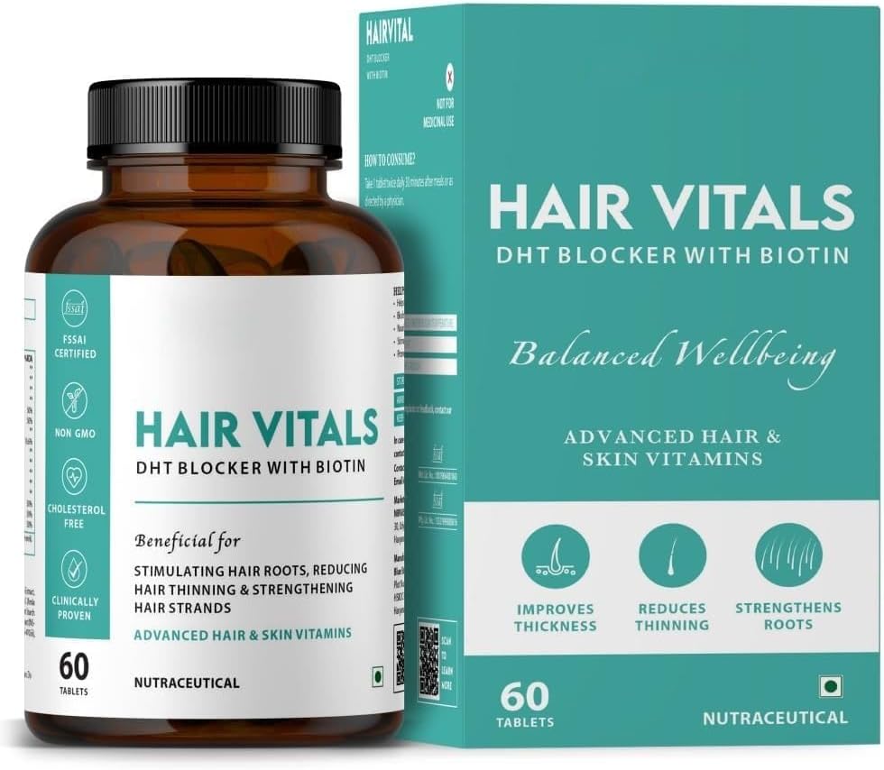 ビオチン錠付きジェネリックヘアバイタルDHTブロッカー - β-Sitosterolによる髪液 | 男性と女性のためのヘアビタミン - 60錠