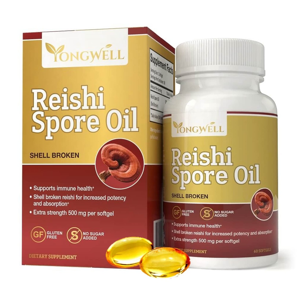 Reishi の胞子オイルの貝の壊れた余分強さ 500mg (60 の Softgels)