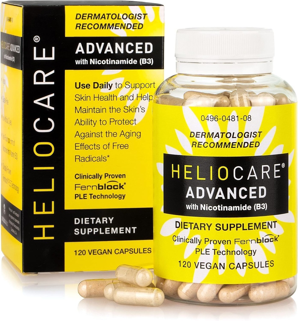 He-lioc-a-re Adv-ANC-ed Niacin B3 サプリメント: フェルナンブロック PLE エキス 240 mg パー サービング - 皮膚細胞の健康をサポート W/抗酸化豊富なビタミン B3 Niacin 500 mg - 120 ビーガンカプセル