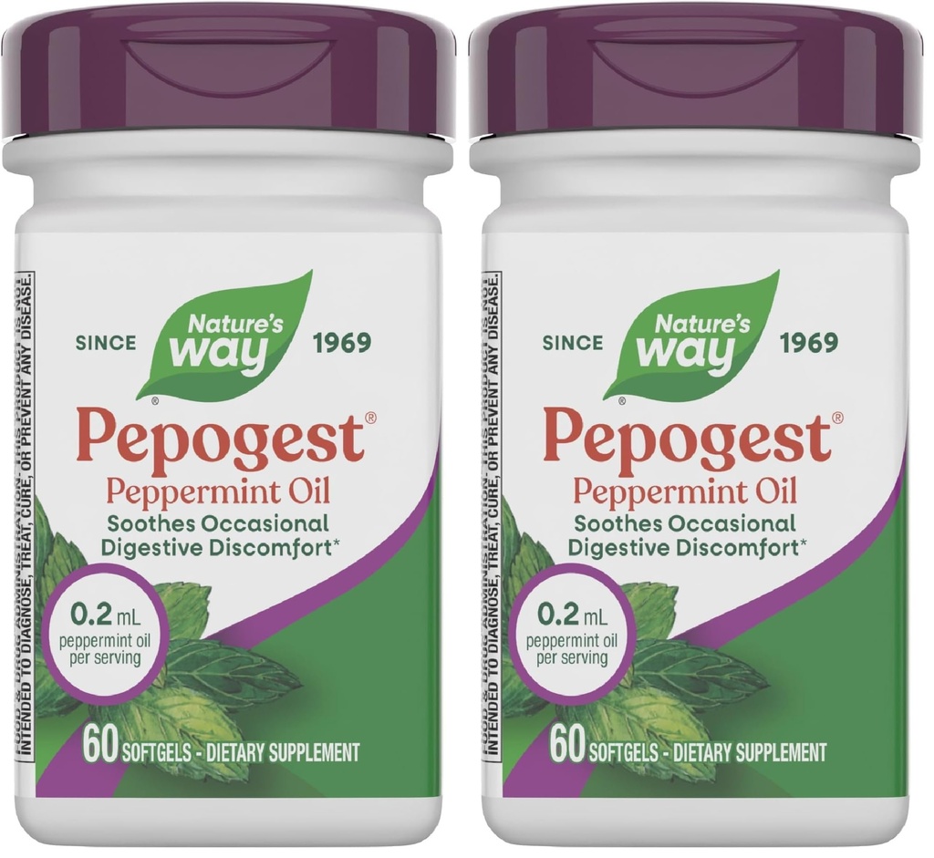 Nature's Way Pepogest Peppermint Oil, Soothes Occasional Gastrointestinal Discomfort*, 60 Softgels (パッケージ 2)