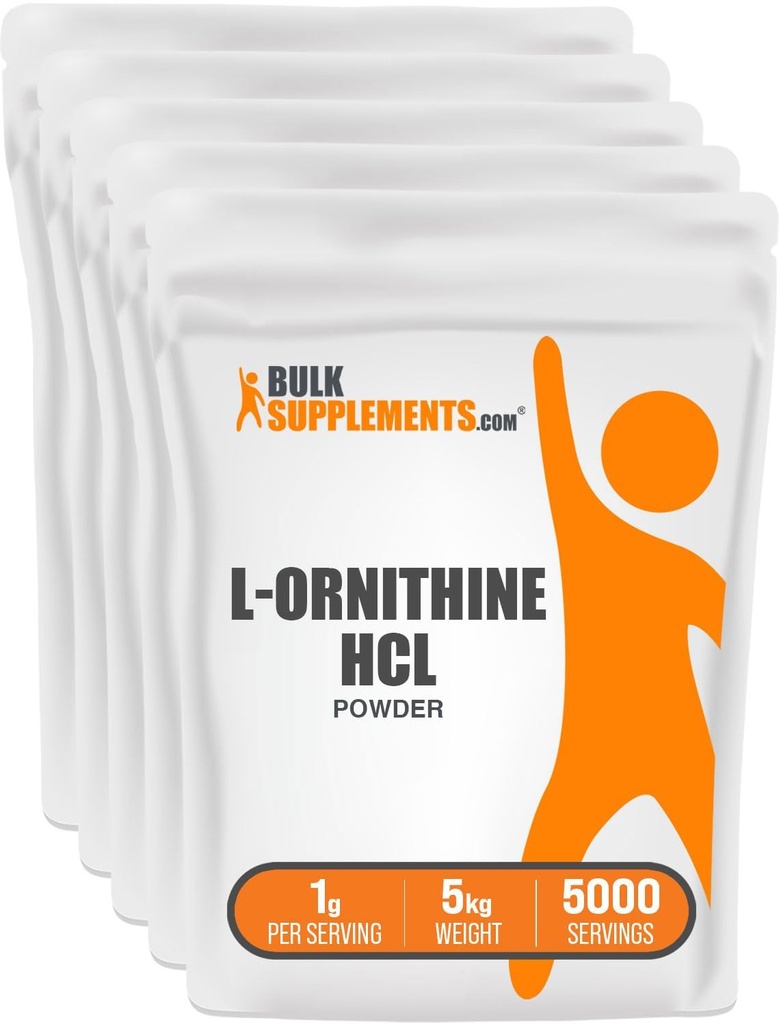 BulkSupplements.com L-Ornithine HClパウダー - Ornithineサプリメント、アミノ酸サプリメント - Gluten無料、1g/サービング、1kg(2.2ポンド)(5のパック)
