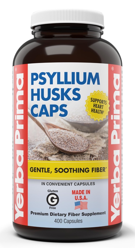 Yerba の Prima の syllium の殻の帽子、625 の mg、400 のカプセル-人および女性のための自然な繊維-正規性サポート補足