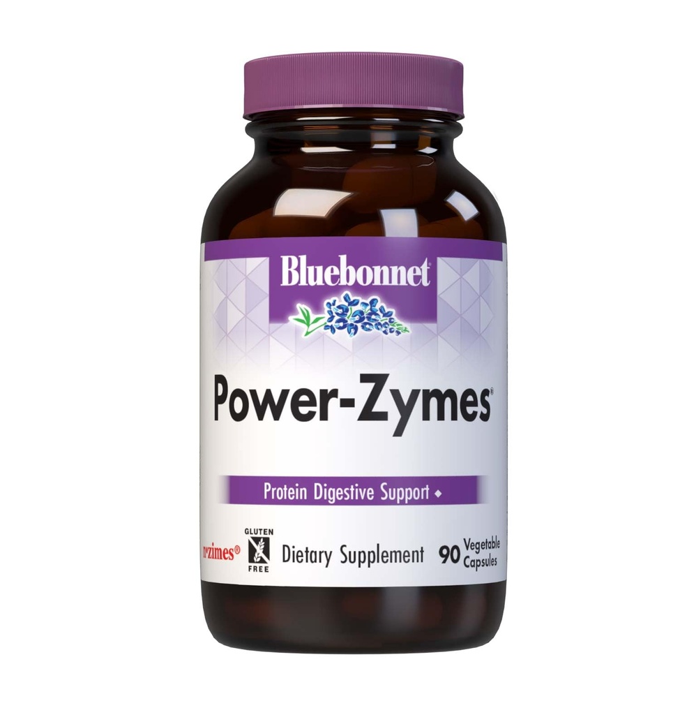 Bluebonnet Nutrition Power-Zymes, Protein Digestive Support*, Soy-Free, Gluten-Free, Dairy-Free, 90 野菜カプセル, 90 サービング