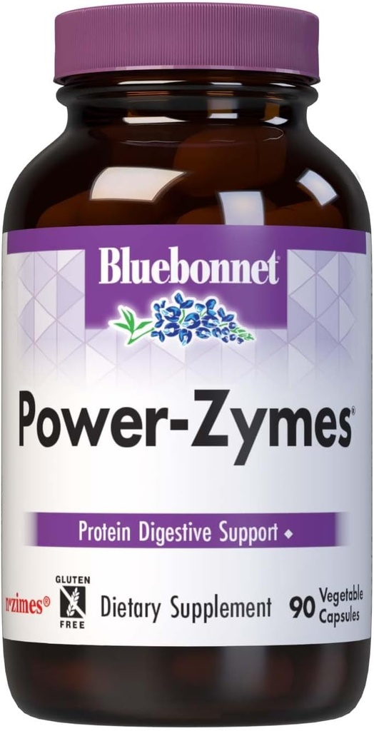 Bluebonnet Nutrition Power-Zymes, Protein Digestive Support*, Soy-Free, Gluten-Free, Dairy-Free, 90 野菜カプセル, 90 サービング
