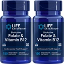 ライフエクステンションBioActive Folate&ビタミンB12、150ベジタリアンカプセル(2)、非GMO、グルテンフリー