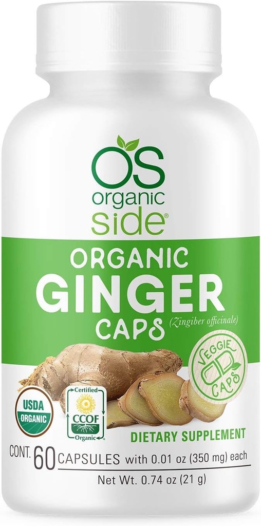 | オーガニック ジンジャー カプセル | 消化器用健康サポート | オーガニック・非GMO・ヴィーガン | 60 天然ウェルネス用 カプセル