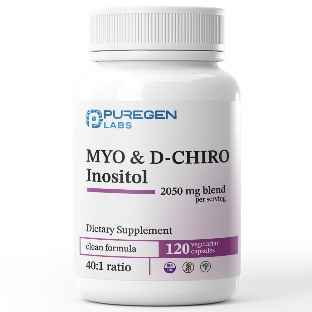 ピュアゲンラボイノシトールサプリメント | ミオイノシトール&D-シロイノシトール2050mg - 120ベジギーキャップ | 有害な添加剤 | 非GMO、グルテンフリー、酪農 - アメリカ製