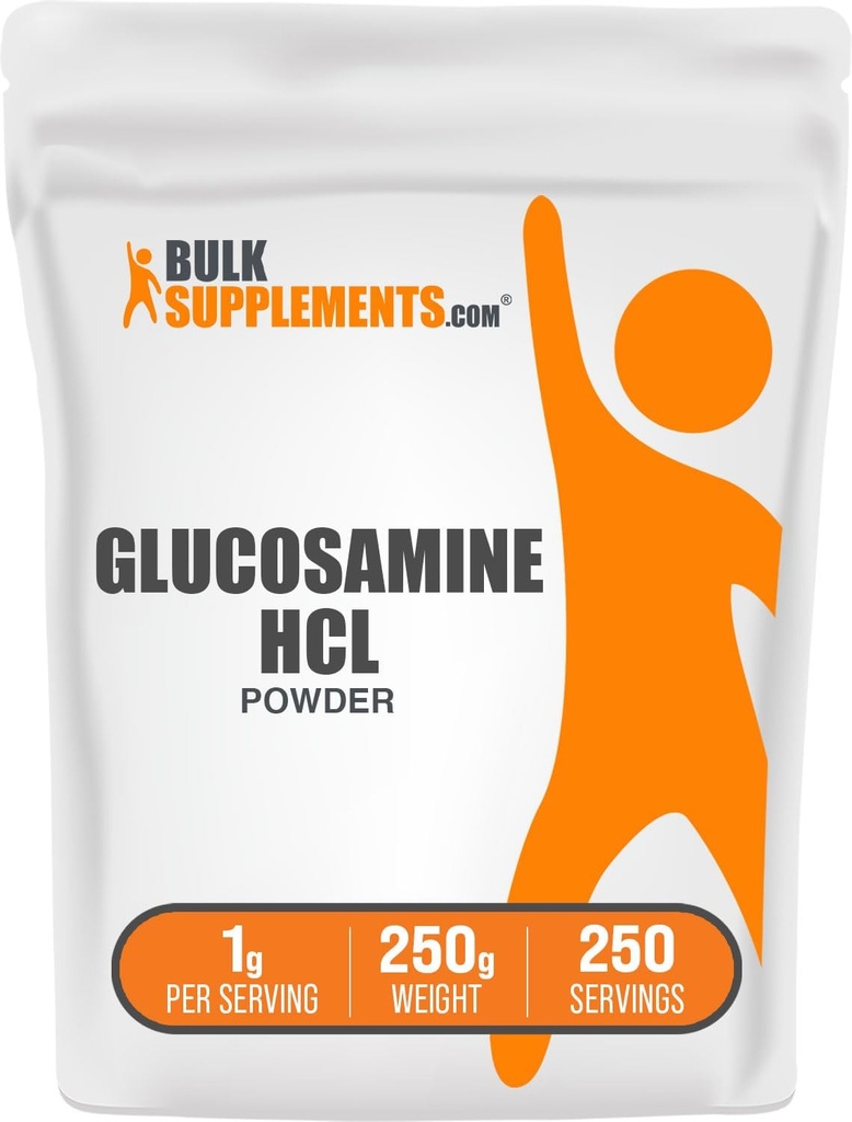 BulkSupplements.com Glucosamine HCl Powder - Glucosamine Supplement, Joint Support Supplement - Gluten Free, 1g per Serving, 250g (8.8 oz) (Pack of 1)