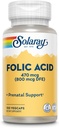 SOLARAY Folic Acid - Vitamin B9 Folic Acid Supplement, Prenatal Vitamin - Blood Cell Development Support - Vegan, Lab Verified, 60-Day Guarantee - 100 Servings, 100 VegCaps