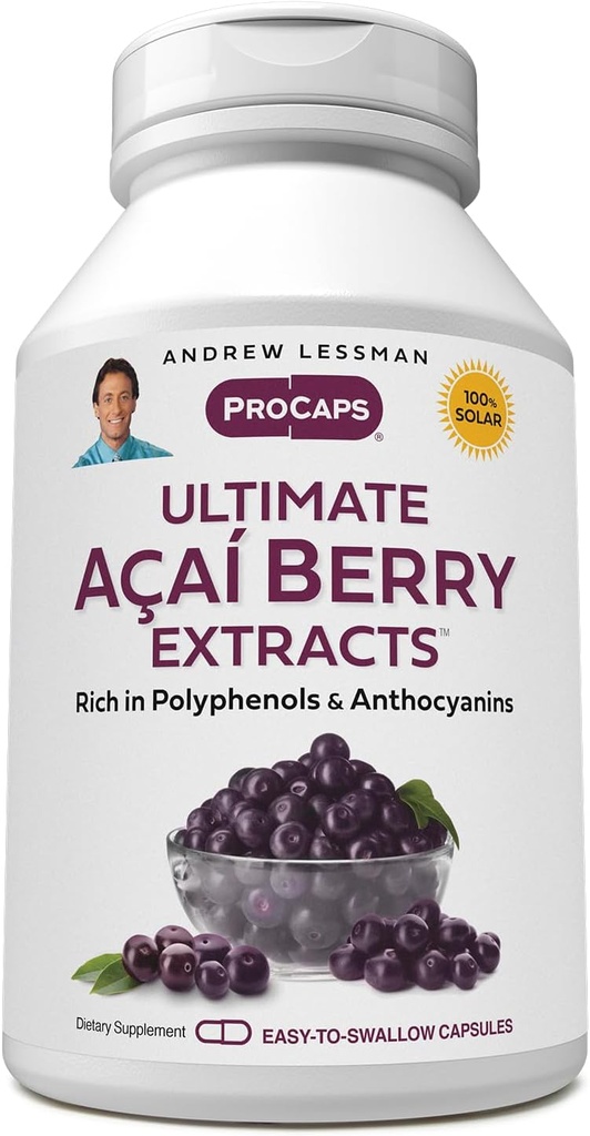 ANDREW LESSMAN Ultimate Açai Berry Extracts 60 カプセル - 標準化された、酸化防止剤リッチ、ベネフィシャルアサイベリー成分を提供します。 高頻度のブレンド。 保護コンパウンド。 添加剤なし