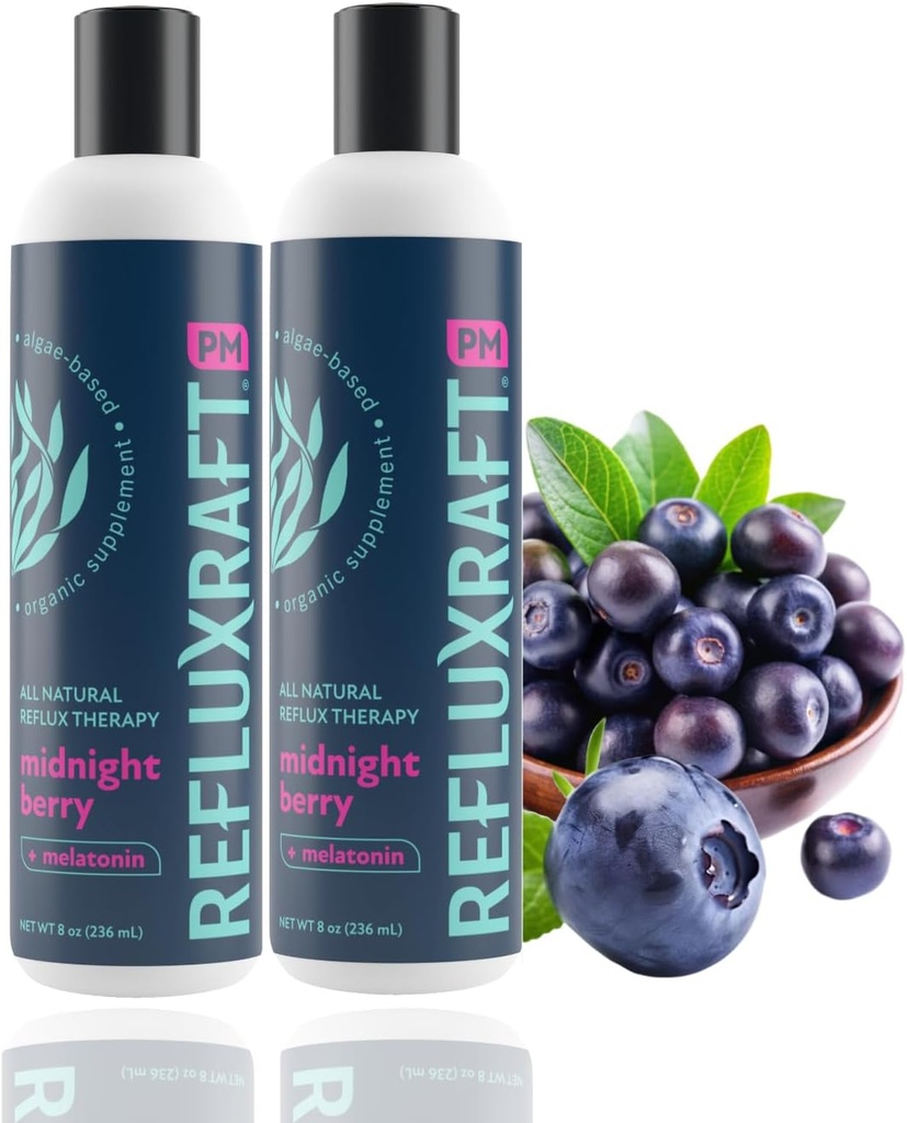 酸の還流療法PM、有機アルギン酸塩及びメラトニン、急流及び最後のゲルド、LPR及び消化症状サポート、ゼロ砂糖、グルテンフリー、深夜ベリー、47のゲルは8つのOZのびん、2のパックごとのサービングを詰めます