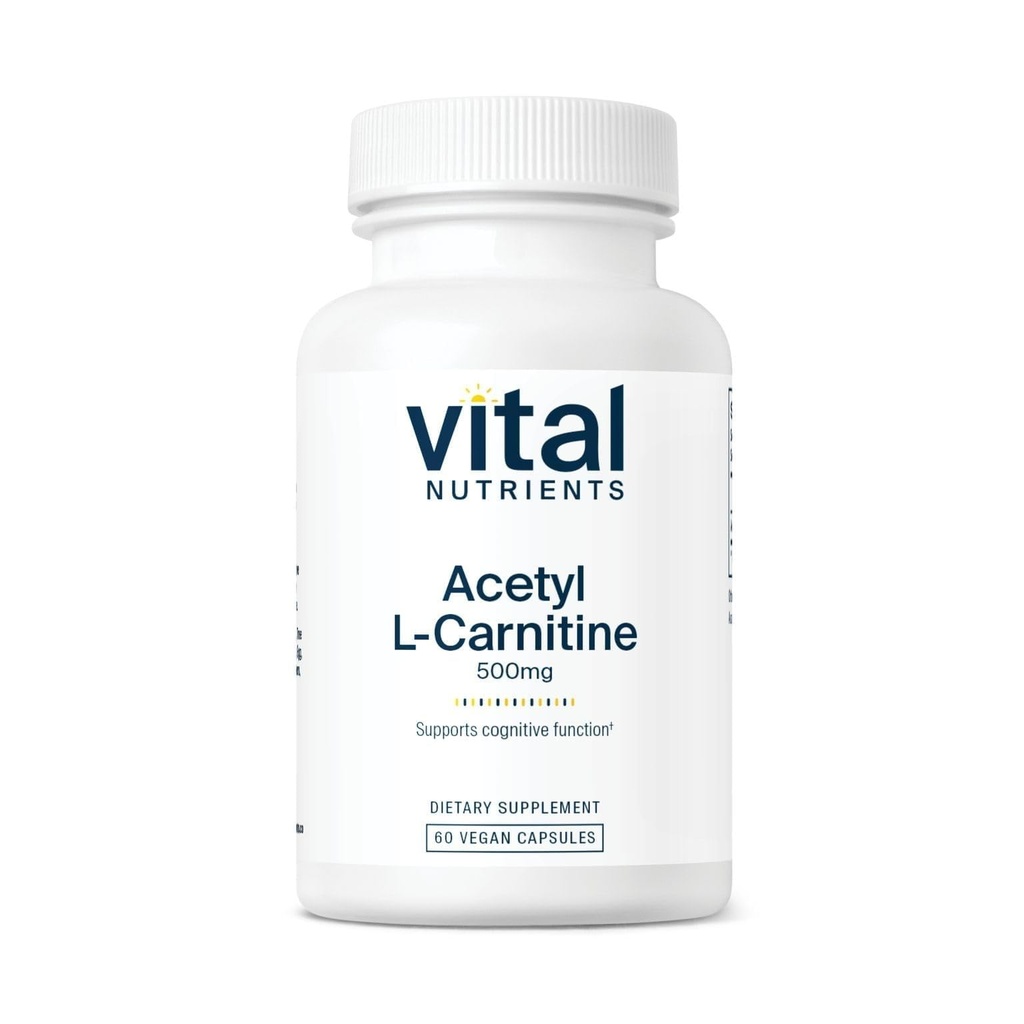 生体栄養素アセチルL-カルニチン500mg | 脳、記憶、認知サポートサプリメント* | ビーガン | グルテンフリー、酪農、大豆フリー | GMO | 60カプセル