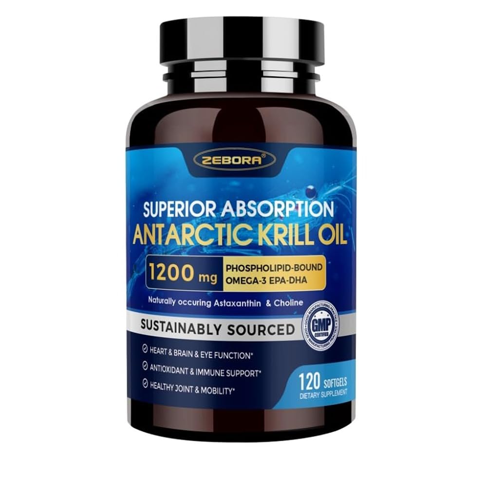 Krillオイル1200 mg Omega 3の補足、高い吸収EPA、DHA、Astaxanthin及びPhospholipidsのKrillオイルOmega 3、サポート中心及び接合箇所の健康、Fishy Aftertaste無し- 120 Softgels (60のサービング)