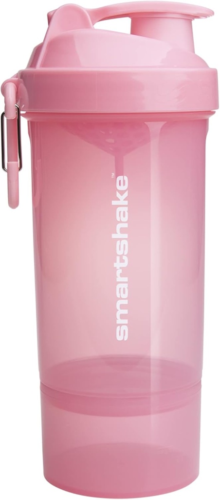 Smartshake O2GO ONEプラスチックプロテインシェーカーボトル 800 ml | 27 oz - Leakproof Screw-on Lid - BPA 無料 - 男女兼用ライト ピンク