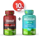 ORZAX Premium Ginseng 120 ベガタブルカプセルとセレン 200 Mg 180 ベガタブルカプセル、バンドル