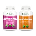 純粋にホリスティックレスベラトロール 1450mg + 有機アシュワガンダ 1300mg & ブラックペッパー - ビーガンバンドル - 180 + 180カプセル - 強力な抗酸化剤でパック - アメリカ製