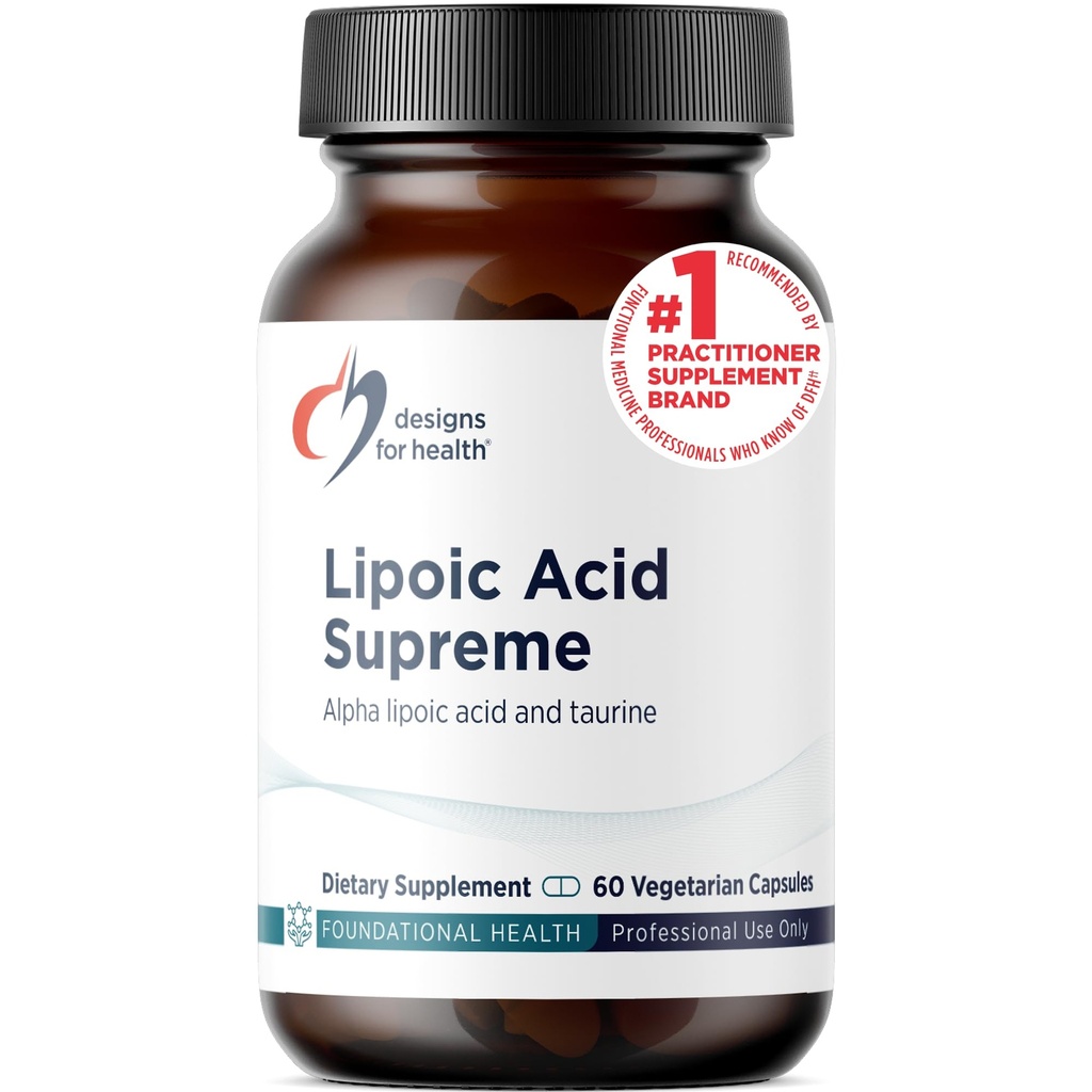 Designs for Health Lipoic Acid Supreme - 300mg Alpha Lipoic Acid with Taurine - Vegan, Non-GMO ALA Supplement (60 Capsules)