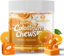 Colostrum ChewsはGut Health、Bloating、免疫サポート、スキン、毛の成長および美のためのprobioticsと補います - オレンジ味(60のサービング)