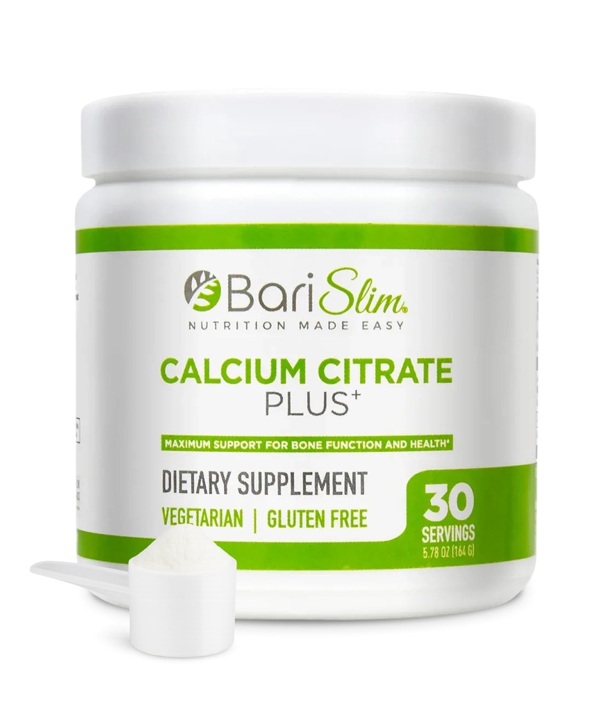 BariSlim Bariatric Calcium Citrate Plusパウダー - 減量手術後に患者のために処方 - 骨機能と健康のための最大サポート - 簡単な消化と吸収 | 600 mg (30 サービング)