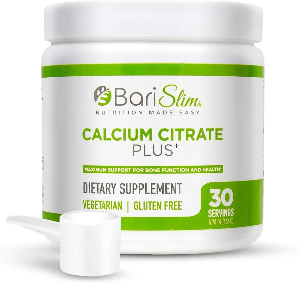 BariSlim Bariatric Calcium Citrate Plusパウダー - 減量手術後に患者のために処方 - 骨機能と健康のための最大サポート - 簡単な消化と吸収 | 600 mg (30 サービング)