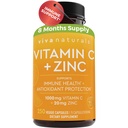 VivaナチュラルビタミンCと亜鉛サプリメント1000mg - 亜鉛20mg(250ベジギーカプセル) - 免疫サポートのための亜鉛と高機能&ビタミンC - 非GMO、グルテンフリー(8ヶ月の供給)