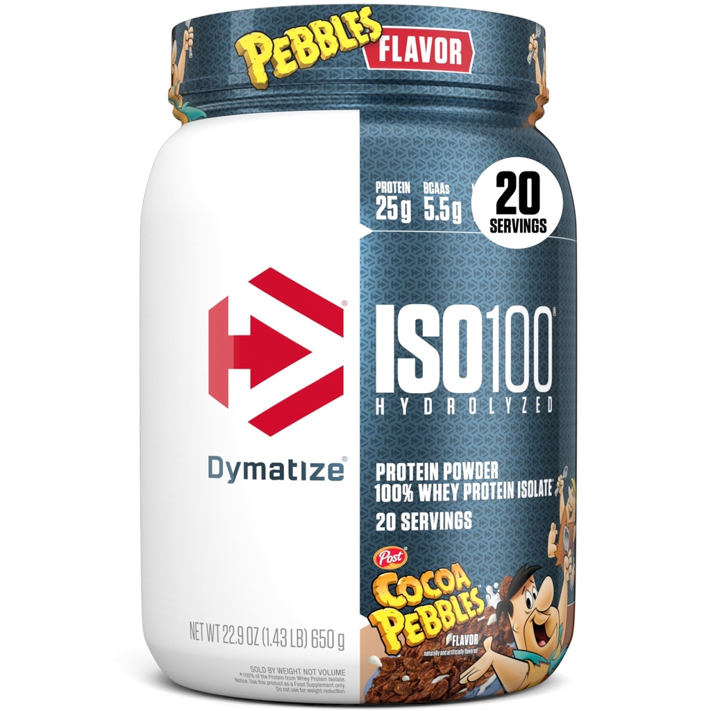 Dymatize x Cocoaの小石ISO100の乳清蛋白質の粉の隔離剤、蛋白質の25g、20のサービング、5.5g BCAAs、120 Cal。、グルテンフリー、1g脂肪、1g砂糖、2g Carb