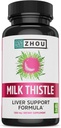 Zhou Milk Thistle - Liver Health Supplement, Silymarin Milk Thistle Extract & Powder for Men & Women, Herbal Cleanse Support, Metabolic Health - 60 Vegetarian Capsules