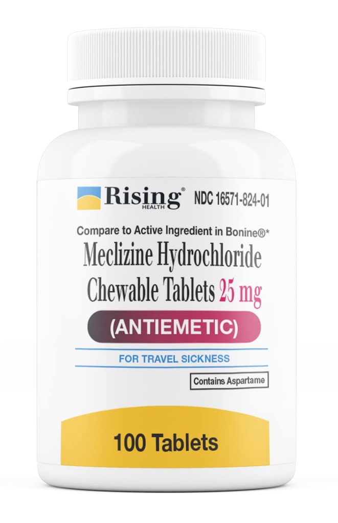上昇の健康の運動救助および吐き気-Meclizine HCL 25mg - Antiemetic、動きの救助のChewableのタブレット (100)