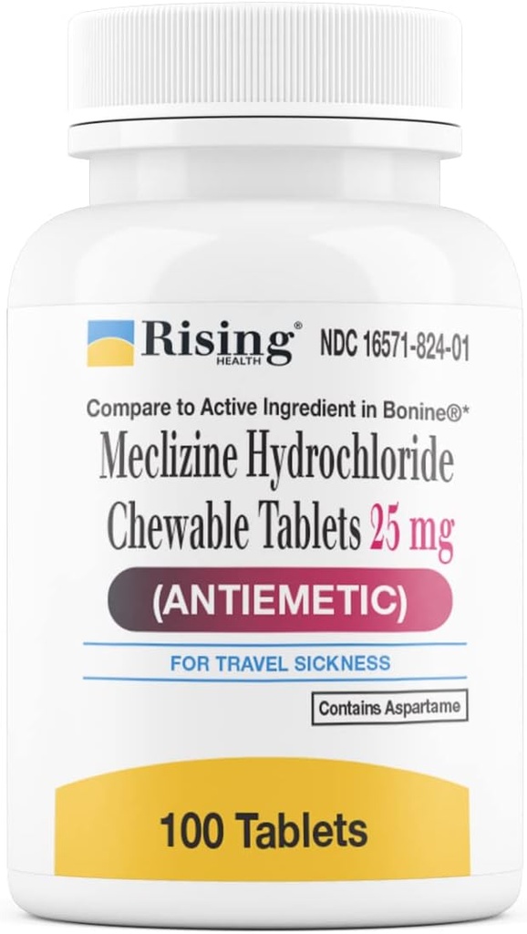 上昇の健康の運動救助および吐き気-Meclizine HCL 25mg - Antiemetic、動きの救助のChewableのタブレット (100)