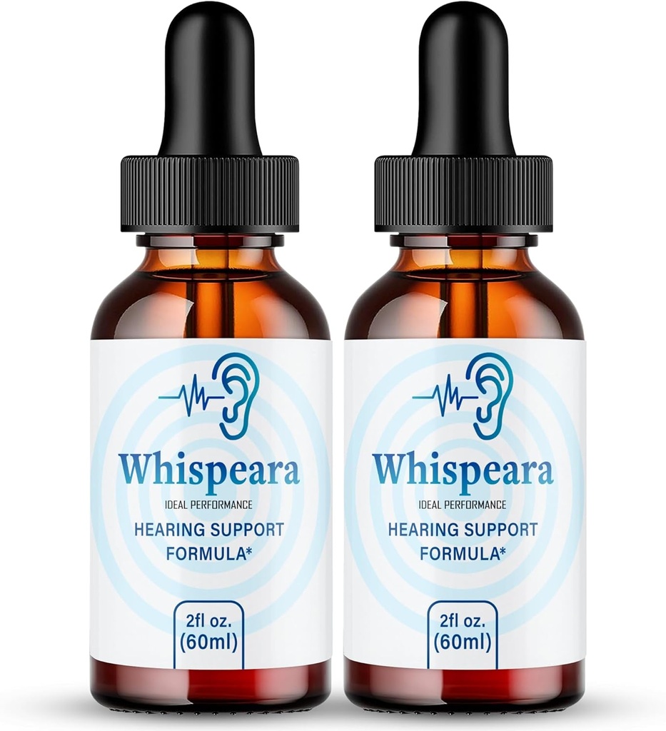 Whispeara Tinnitus Relief for Ringing Ears Drops, Ring Clear Tinnitus Liquid Drops, Maximum Strength, Advanced Formula Hearing Supplement, Ear Ringing Tinnitus, Whispeara Reviews (2 Pack)
