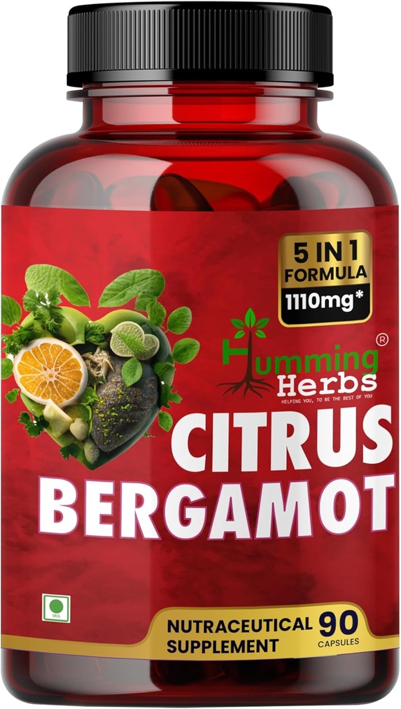 Humming Herbs Bergamot Citrus 1110mg with Black Choke Berry, Niacin, Olive Leaf & Black Pepper Extract 90 Capsule
