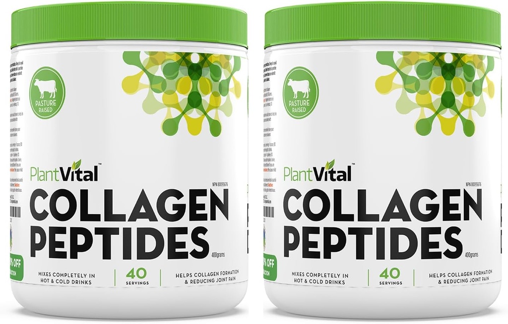 植物vital の純粋なコラーゲンのペプチッド粉- 100% の草はコラーゲンの粉-非 GMO の Paleo の友好的解決、米国でなされる非風味付けしました。 40 のサービング 400g - 2 のパック