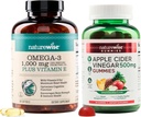 NatureWise Omega-3 Fish Oil 1000mg with E 180-Count + Apple Cider Vinegar Gummies 500mg with B12、60-Count(Vegan Gummy) - ハート、目、消化の健康 - グルテンフリー、大豆フリー、非GMO