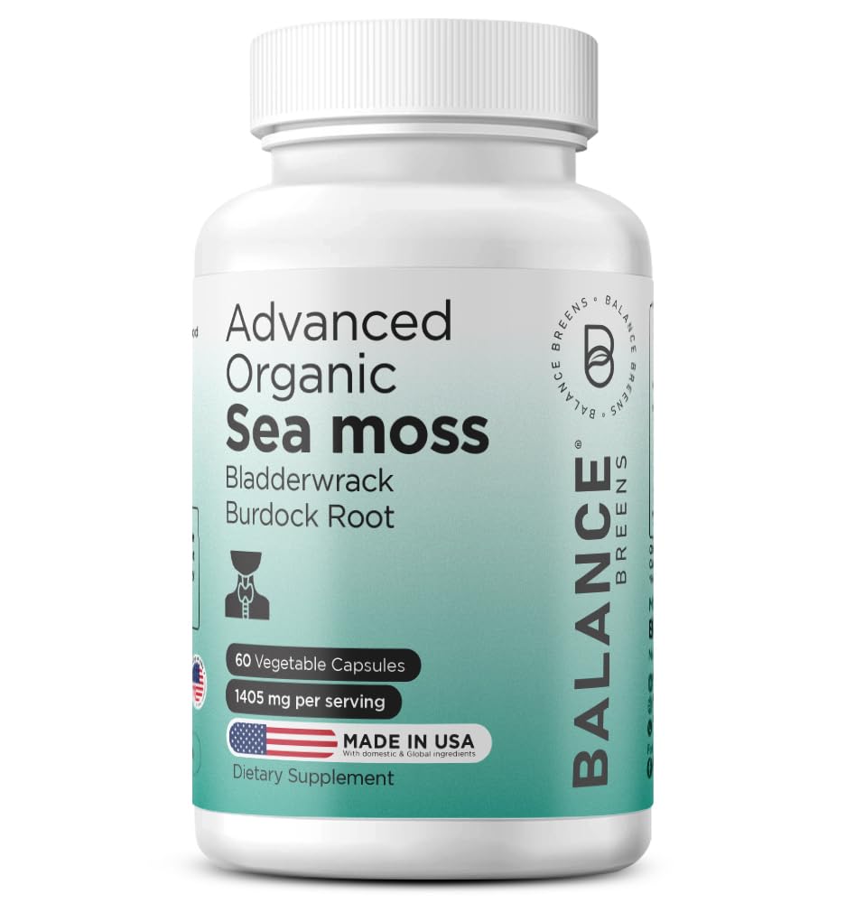 オーガニックアイリッシュシーモス、ブラッドダーラック&ブルドックルートサプリメント1405mg、60ベジーカプセル - 免疫ブースター、腸の健康、皮膚デトックス&ジョイントサポート(60カウント)