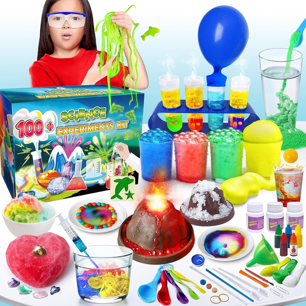 UNGLINGA 100+ サイエンスラボ実験キット for Kids, S.T.E.M プロジェクト活動 教育バースデーおもちゃ 男の子のためのギフトギフト、化学セット、宝石ディグ、ボルケーノ、輝くワーム