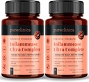 Pureclinica Inflammease Ultra Complete(Resveratrol、ジンジャー、ALA、Spirulina、Curcumin- 5は1つのサプリメント) 1305mg x 180錠 - 90錠の2ボトル - 6ヶ月の供給!