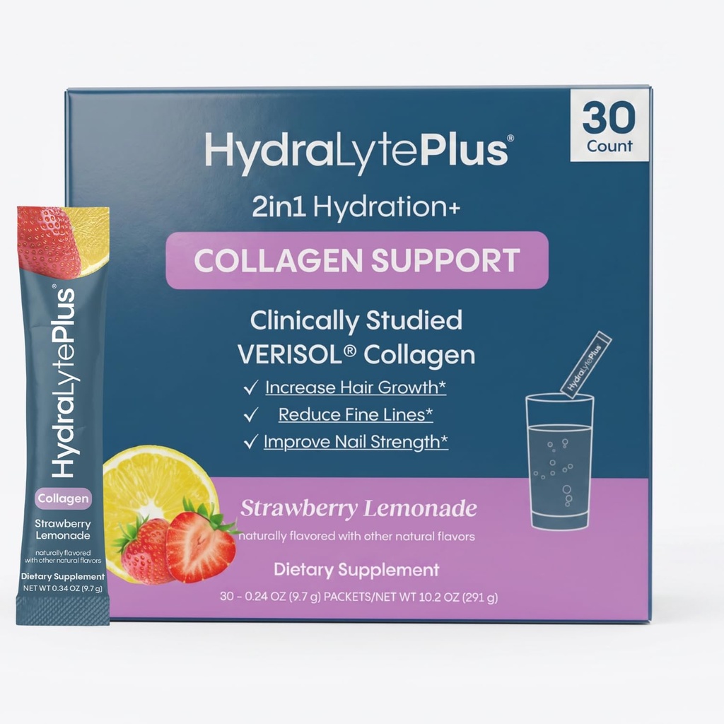 Hydralyte Verisolは、電解質、女性と男性のためのコラージュ付き水和パケット、ビタミンC(30カウント)で旅行と毎日の水和のためのコラージュパウダーを電解します。