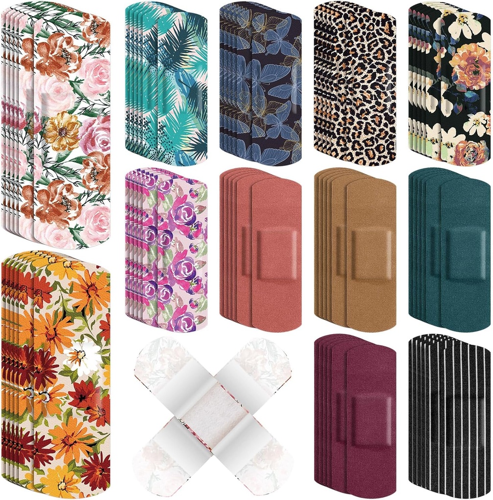 180 PCの適用範囲が広い生地の付着力の包帯のバルクによって分類される包帯は非棒パッド、女性のための適用範囲が広い保護傷の心配が付いている花の通気性の生地のストリップは最初の援助、12様式をおおいます