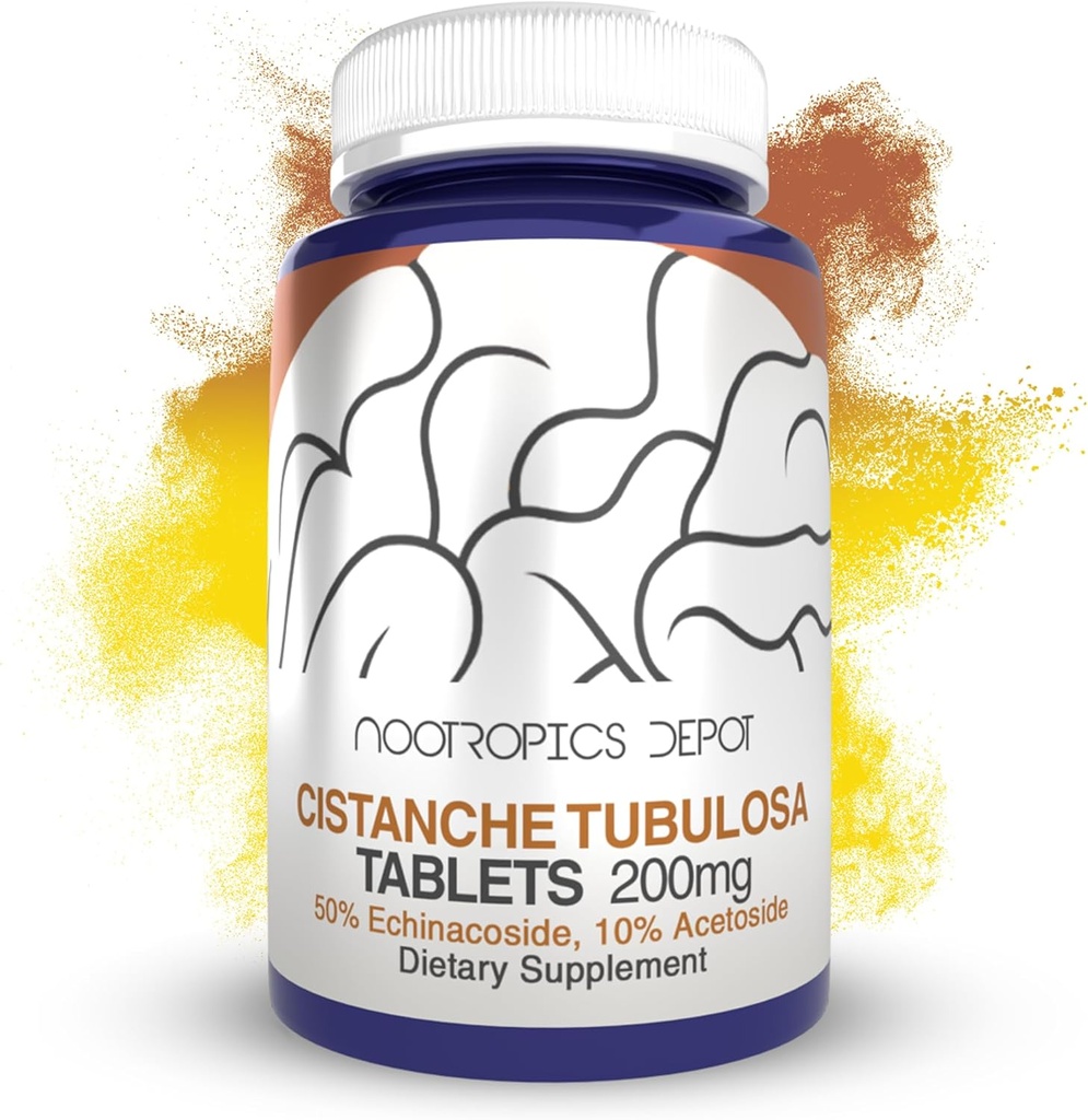 Nootropics Depot Cistanche tubulosa タブレット | 200mg | 180 カウント | 最小 50% エキナコシド + 10% アセトシド (Verbascoside) | 体力とエネルギーを促進 | 活力を促進する
