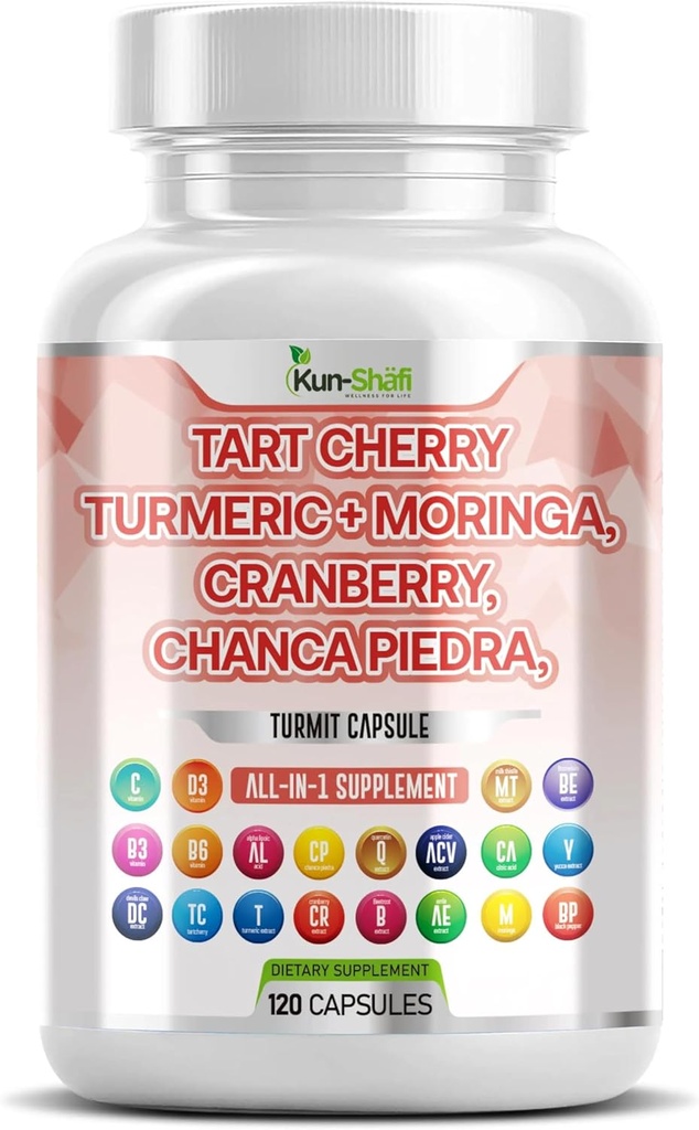 TartチェリーのエキスはTurmeric 8000mg Moringa 4000mg Cranberry 2000mg Chanca Piedra Celery Quercetin ACVと20,000mgをカプセルに入れます Pomegranate L Selenomethionine - 尿レベル - 120 Ct