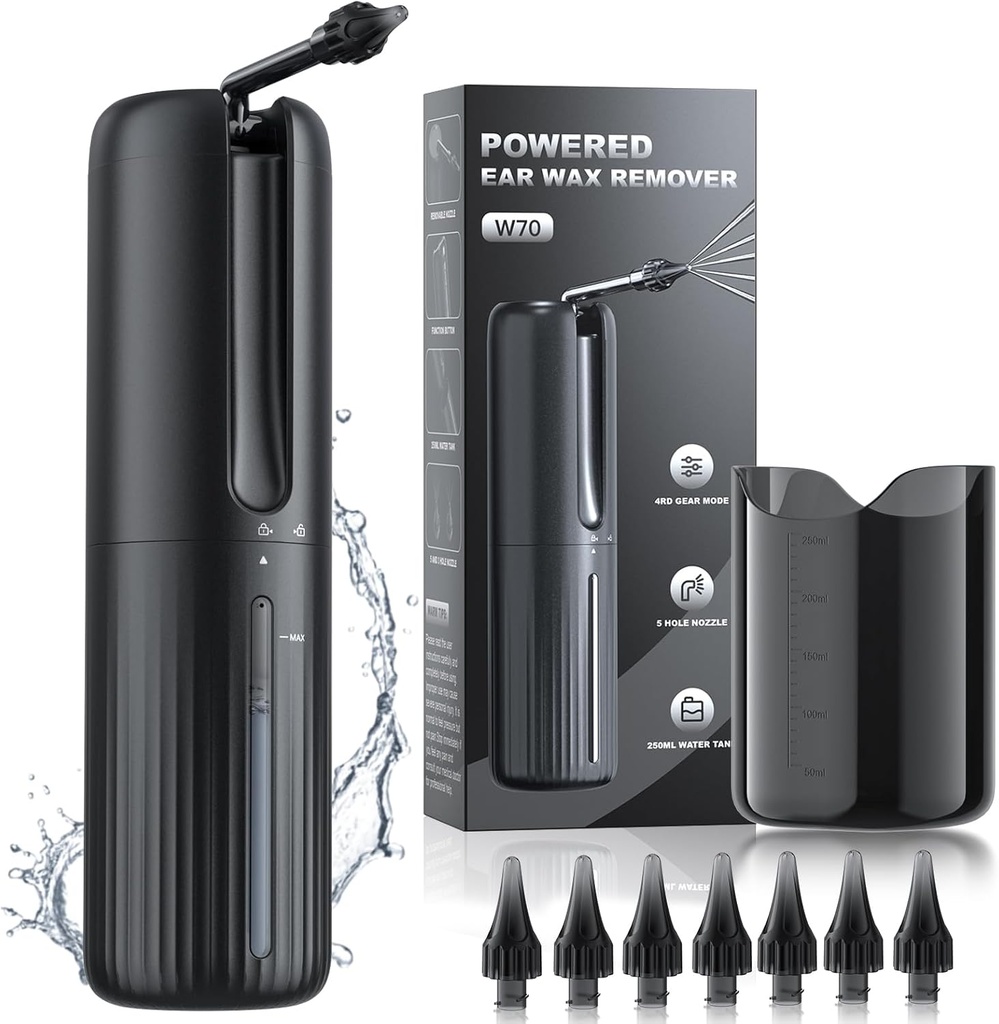 耳のワックスの取り外し - 電気耳の洗剤 - 4つの水圧のクリーニング モードが付いている水動力を与えられた耳の洗剤-安全で、有効な耳のワックスの取り外し用具-防水USBの再充電可能な