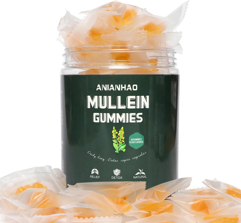 Mulleinのグミ - 肺のためのムレインの葉のエキス - 2000mg Mullein - 肺のクレンジングサプリメント - Mulleinのドロップ、カプセル - Mucusの除去剤&ムカス救済(1瓶)
