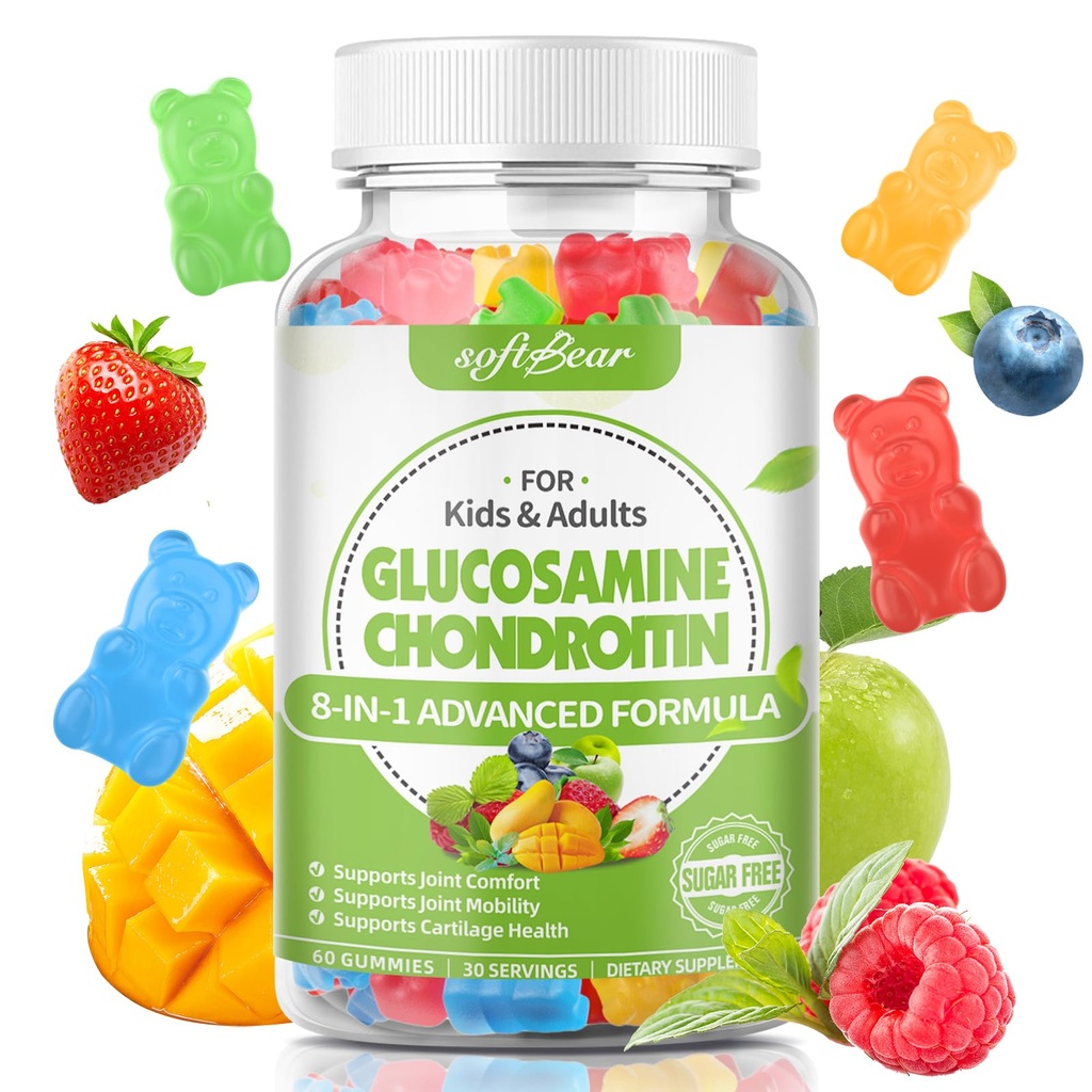 大人のためのsoftbear Glucosamineのコンドロイチンのグミies、砂糖の自由なコンドロイチン及びグルコサミンの混合されたフルーツの味、60の計算