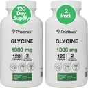 PRISTINE'S Glycine (2 Pack) 1000MG Amino Acid Sleep Support Supplement Capsules - 120 Day Supply - Muscle Recovery, Collagen & Kidney Support Supplement - Vegan, Non GMO, Gluten Free